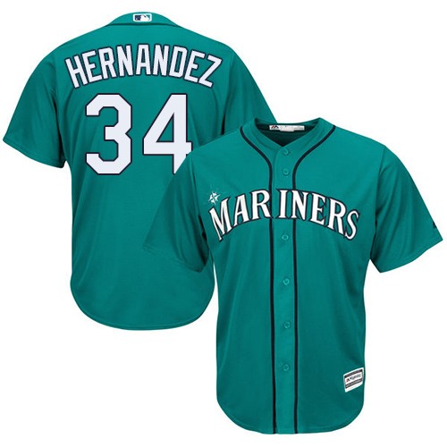 Mariners #34 Felix Hernandez Green Cool Base Stitched Youth MLB Jersey